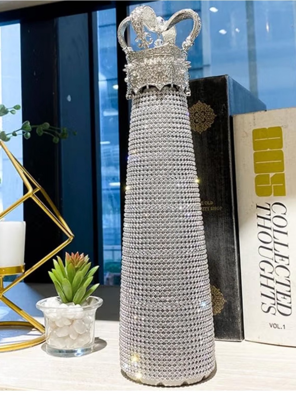 Bling Rhinestone Crown 17oz Stainless Steel Insulated Water Bottle NIB - Picture 3 of 8